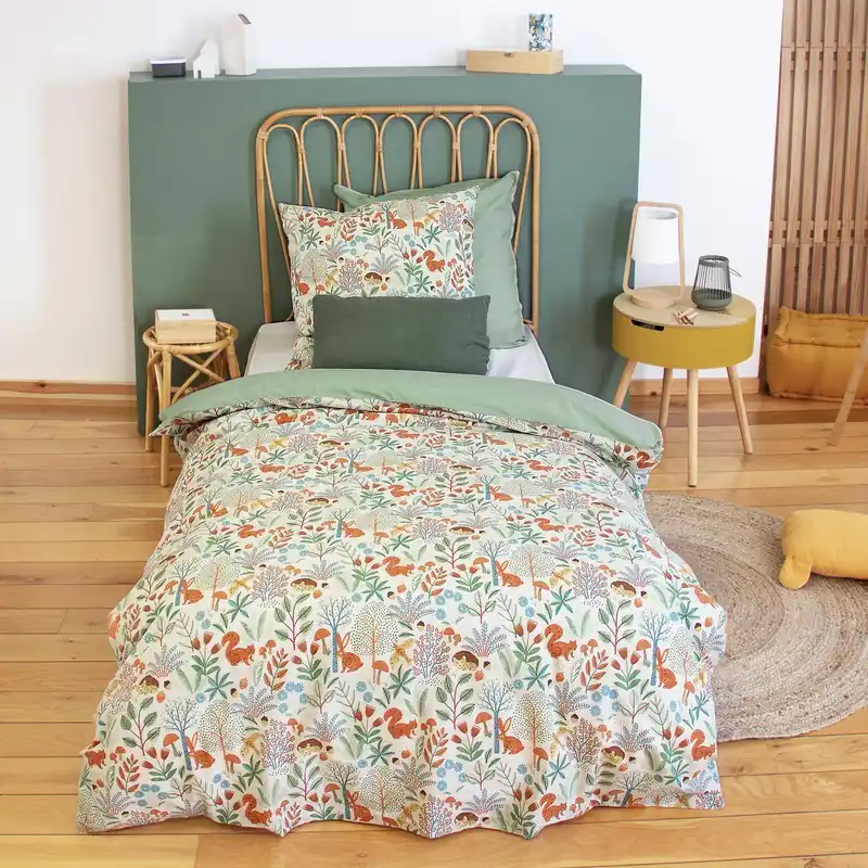 Ropa de cama de algodón reversible impreso otoño, 1 plaza - Ropa de cama infantil