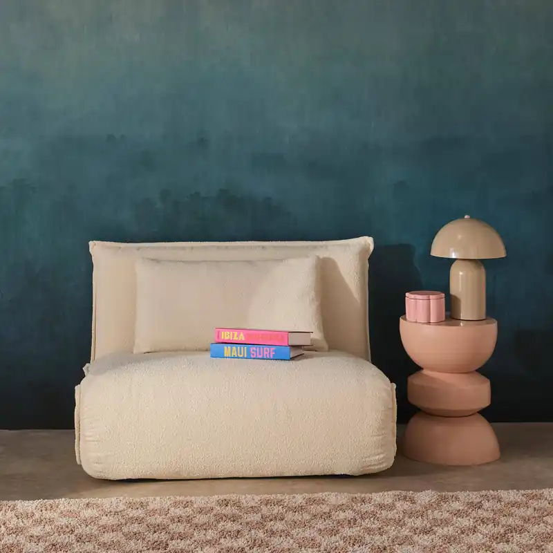Sillón cama convertible de tejido borreguito - Sillones