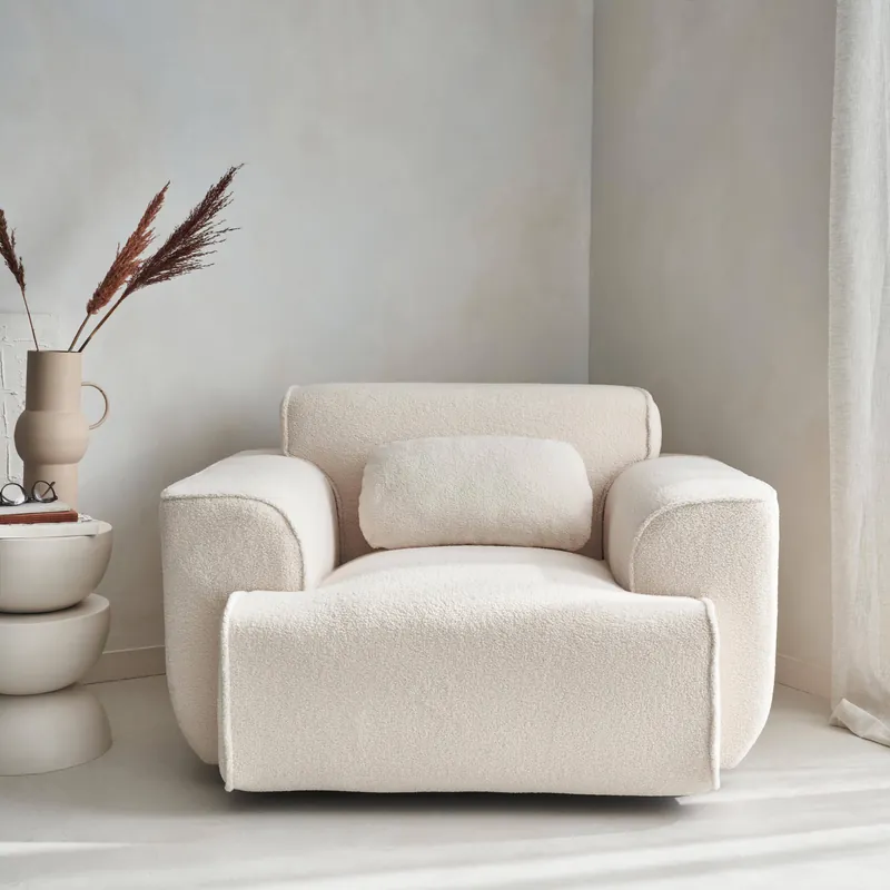 Sillón de tela borreguito con cojín incluido - Sillones