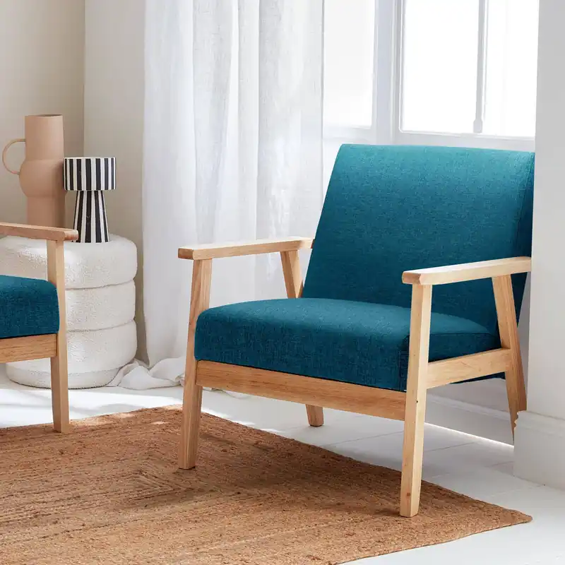 Sillón estilo escandinavo de madera y tela - Sillones