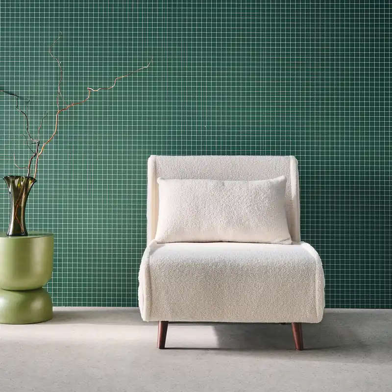 Sillón convertible borreguito base de madera, 1 plaza - Sillones