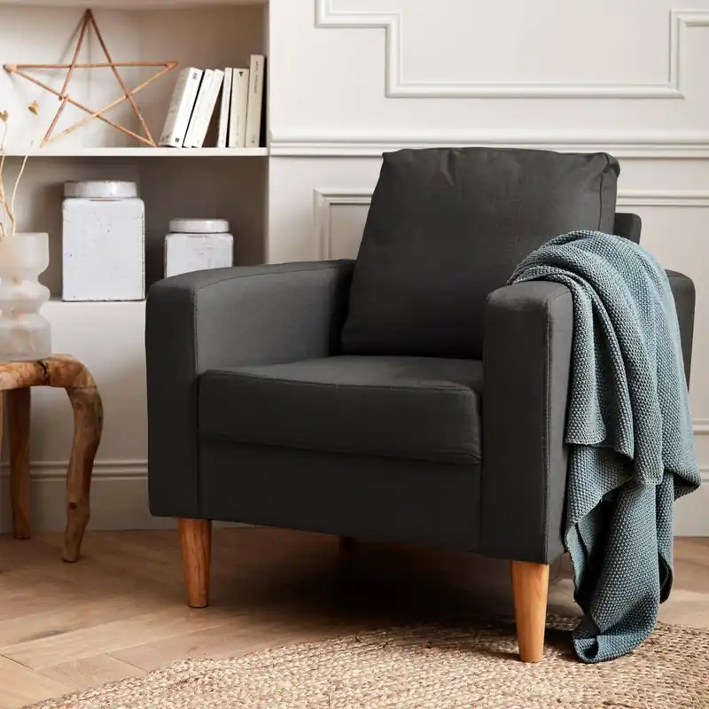 Sillón estilo escandinavo con patas de madera - Sillones