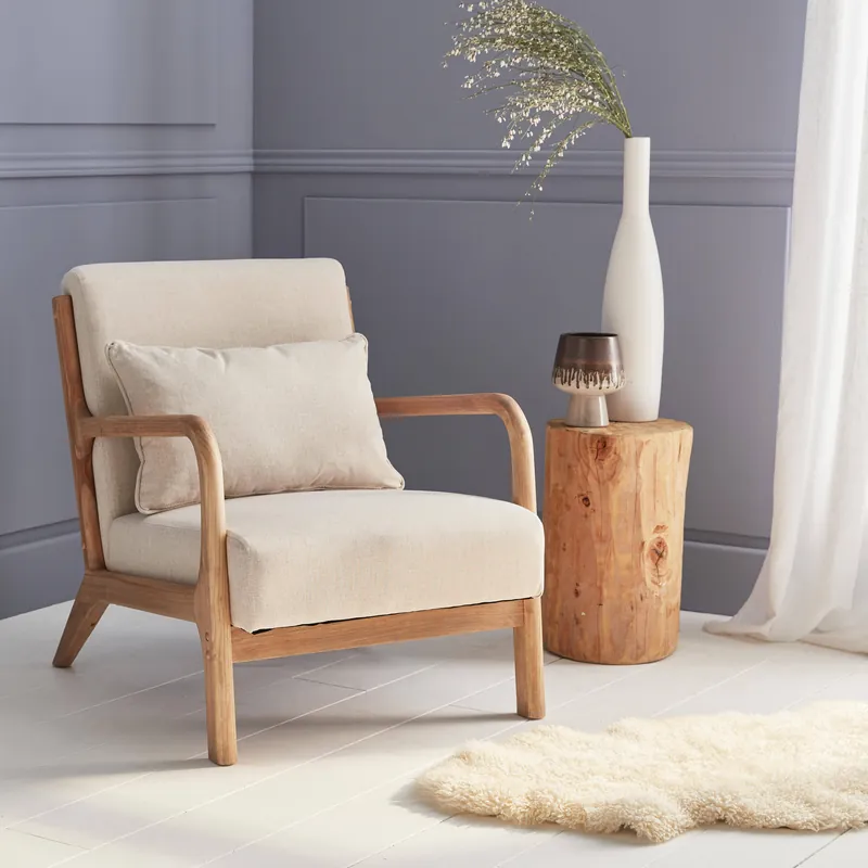 Sillón de diseño de madera y tela - Sillones