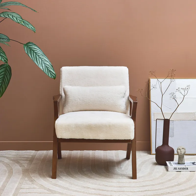 Sillón escandinavo, madera de hevea teñida en nogal - Sillones