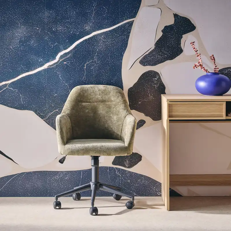 Silla de oficina con ruedas ajustable metal y tela - Sillas de Oficina