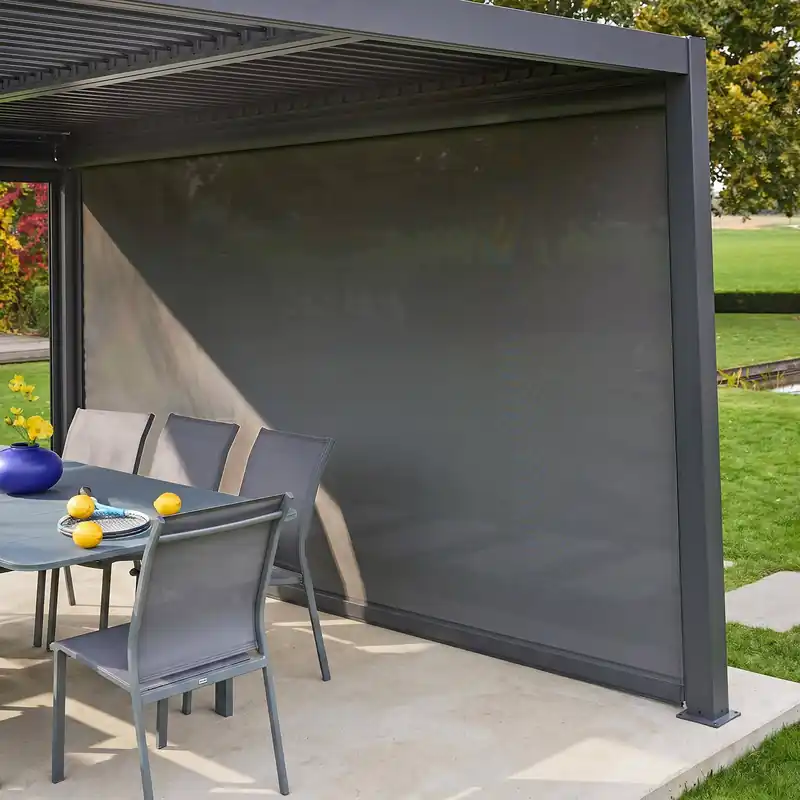 Estor lateral enrollable de aluminio y textileno para pérgola bioclimática, 4m - Accesorios para pérgola bioclimática