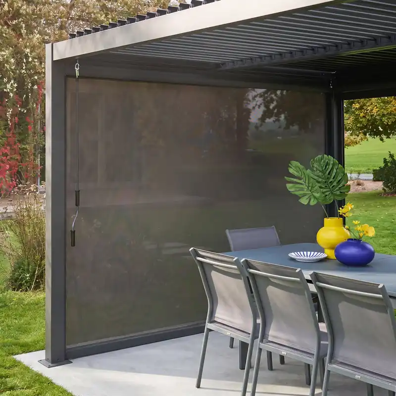 Estor lateral enrollable de aluminio y textileno para pérgola bioclimática, 3m - Accesorios para pérgola bioclimática