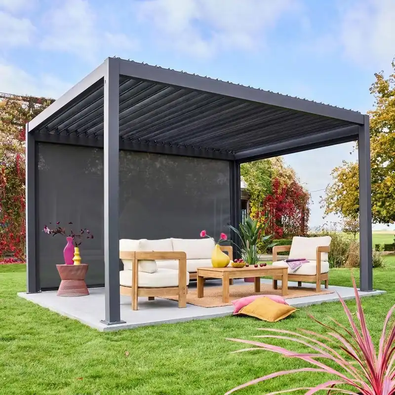 Estor lateral enrollable de aluminio y textileno para pérgola bioclimática, 4m - Accesorios para pérgola bioclimática