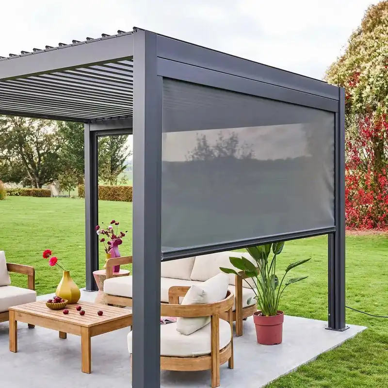 Estor lateral enrollable de aluminio y textileno para pérgola bioclimática, 3m - Accesorios para pérgola bioclimática