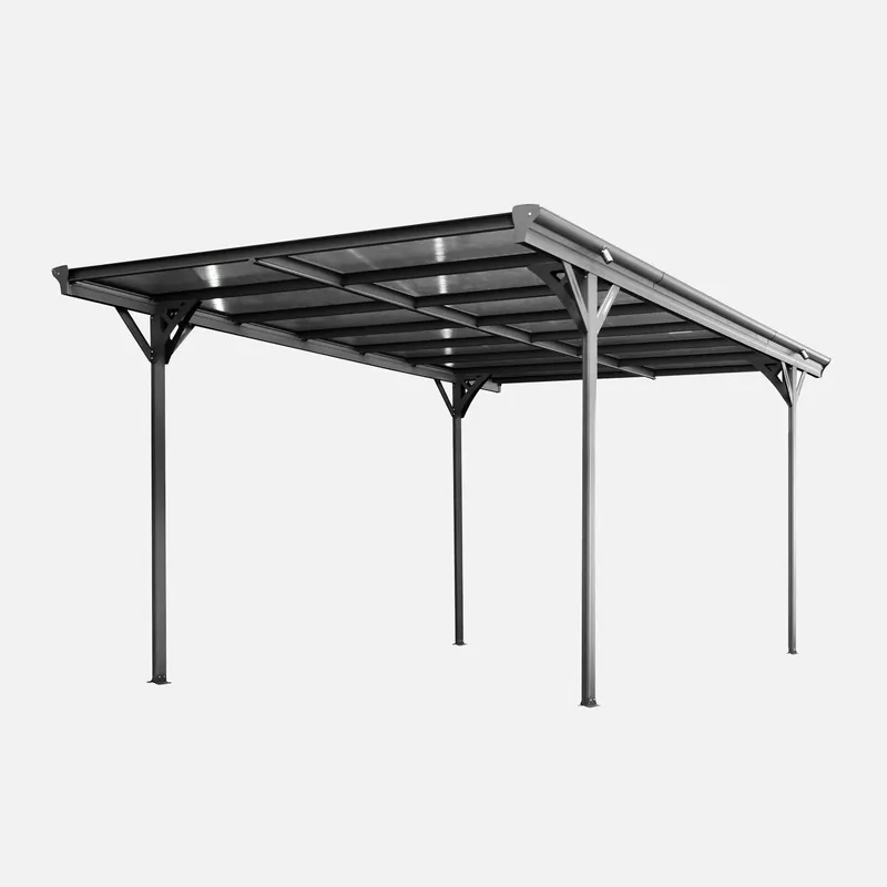 Cochera con techo de aluminio y policarbonato, 15m² - Casetas de jardín