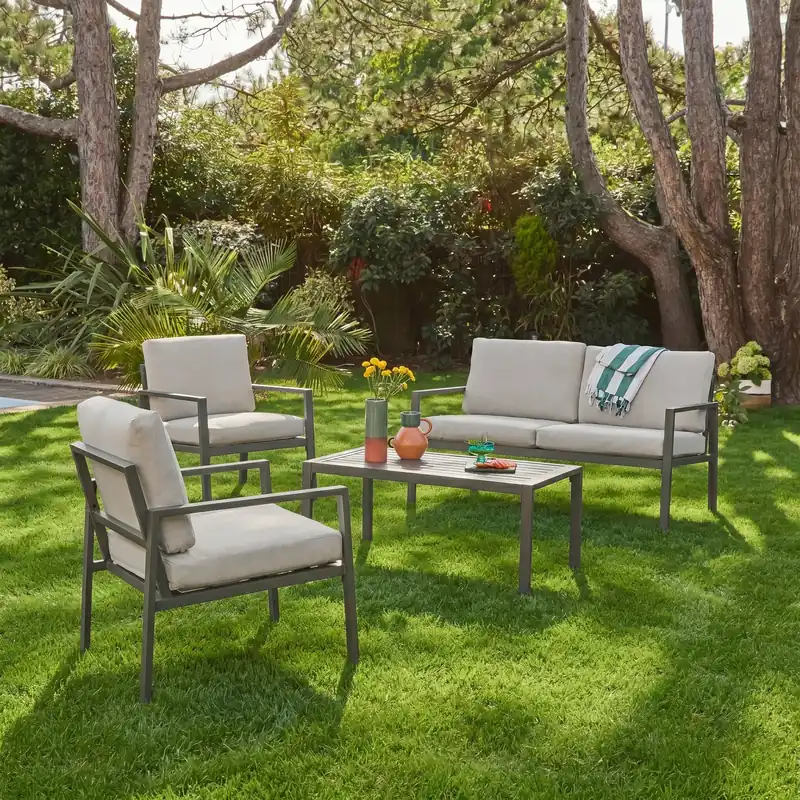 Conjunto de jardín de aluminio, 4 plazas - Conjuntos de jardín y terraza