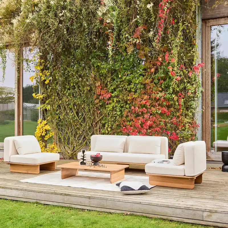 Conjunto de jardín de madera de acacia, 4 plazas - Conjuntos de jardín y terraza