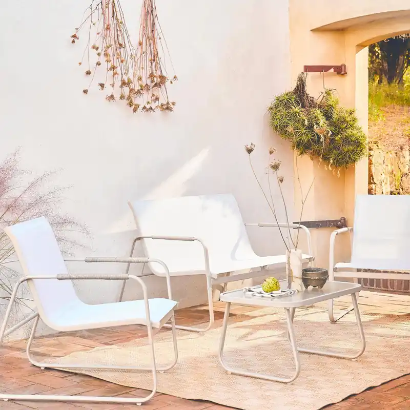 Conjunto de jardín de acero, 4 plazas - Conjuntos de jardín y terraza