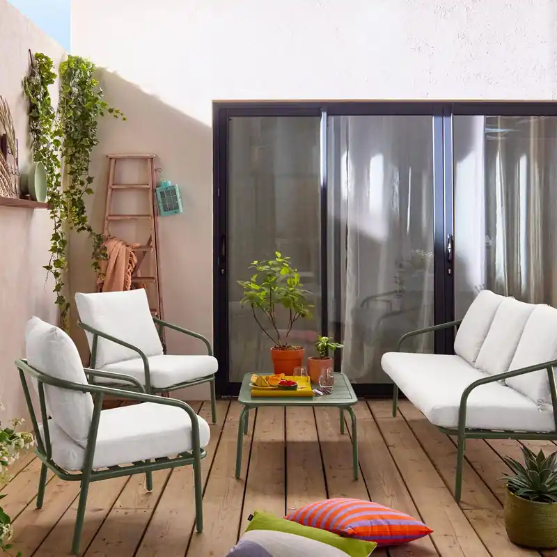 Conjunto de jardín de acero, 5 plazas - Conjuntos de jardín y terraza