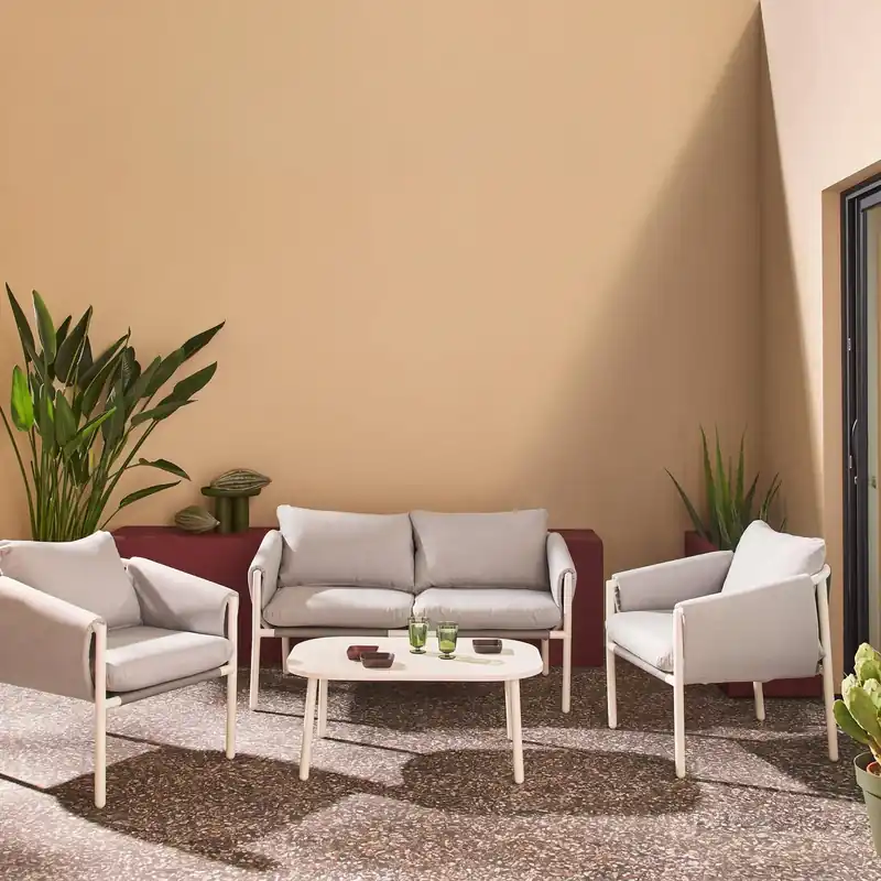 Conjunto de jardín de acero, 4 plazas - Conjuntos de jardín y terraza