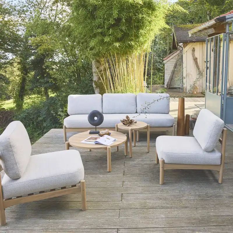Conjunto de jardín en madera de acacia, 5 plazas - Conjuntos de jardín y terraza