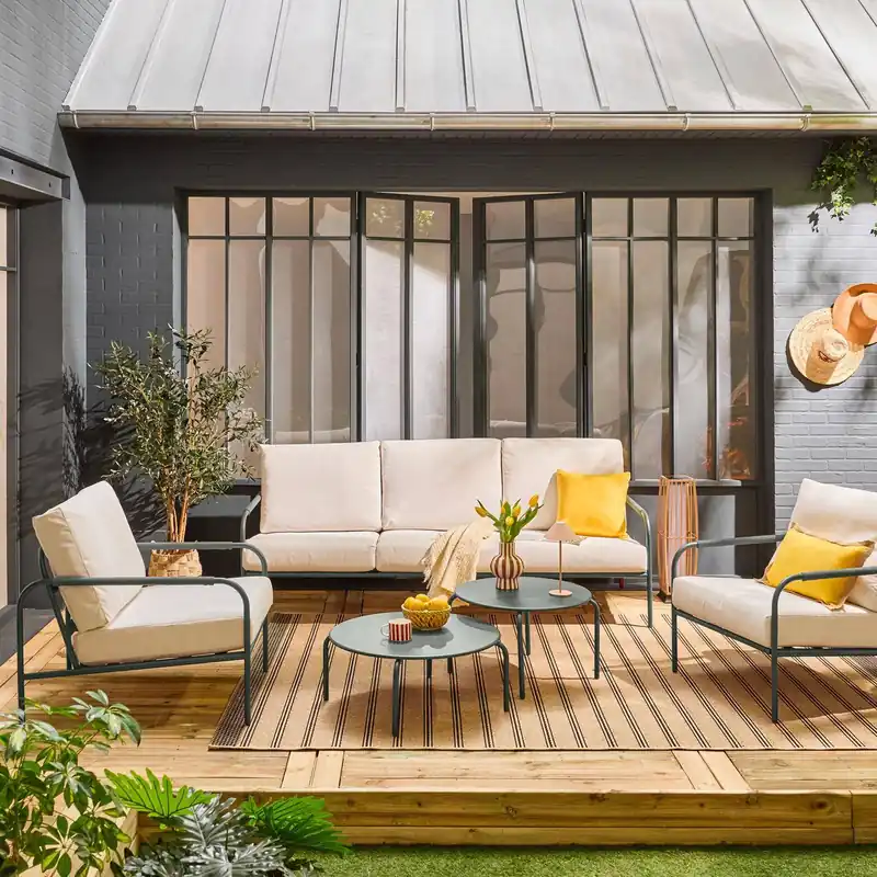 Conjunto de muebles de jardín de acero, 5 plazas - Conjuntos de jardín y terraza