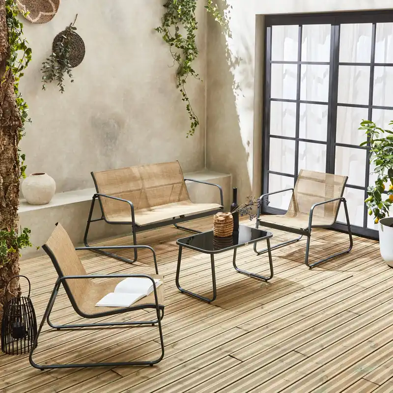 Conjunto de jardín de metal , 4 plazas - Conjuntos de jardín y terraza