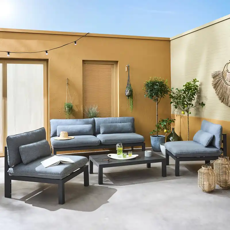 Conjunto de jardín de aluminio, 4 plazas - Conjuntos de jardín y terraza