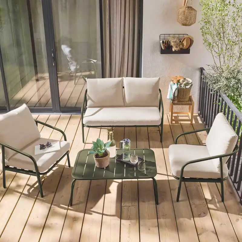 Conjunto de jardín de metal, 4 plazas - Conjuntos de jardín y terraza