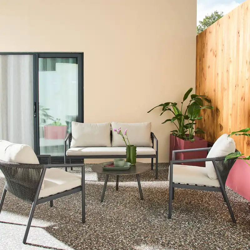 Conjunto de jardín de aluminio y cuerdas, 4 plazas - Conjuntos de jardín y terraza