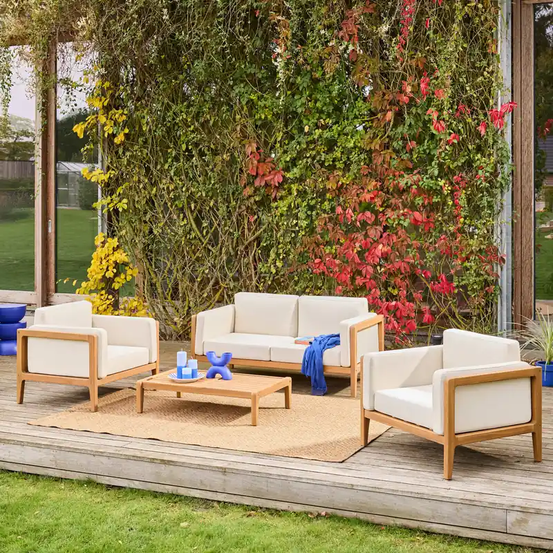 Conjunto de jardín de madera de acacia, 4 plazas - Conjuntos de jardín y terraza