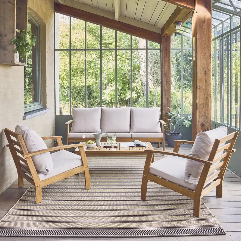 Conjunto de jardín en madera de acacia, 5 plazas - Conjuntos de jardín y terraza