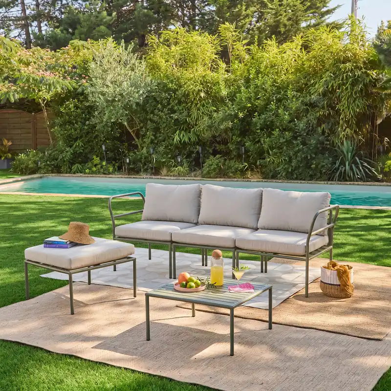 Conjunto de jardín modular de aluminio, 4 plazas - Conjuntos de jardín y terraza