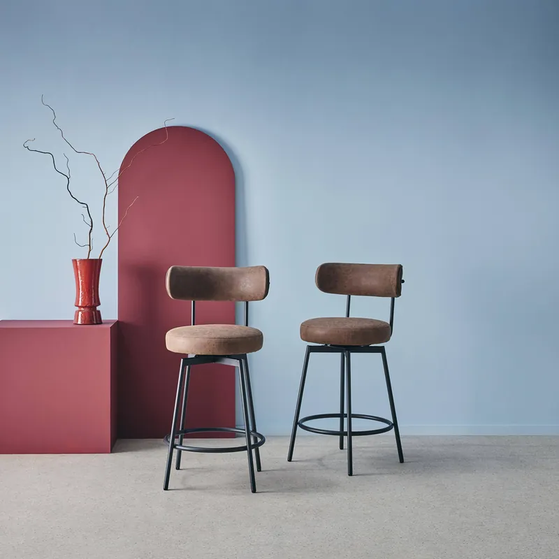 Taburete de bar asiento giratorio metal y polipiel, set de 2 - Taburetes de cocina