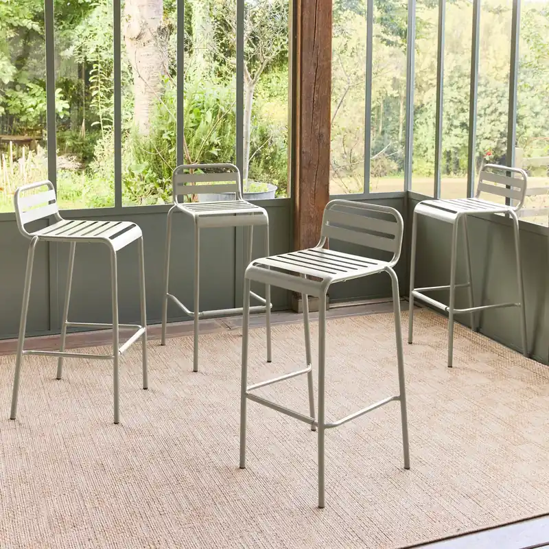 Taburete bistró de acero, set de 4 - Sillas de jardín