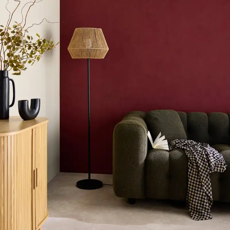Lámpara de pie interior efecto ratán, 150cm - Iluminación de interior