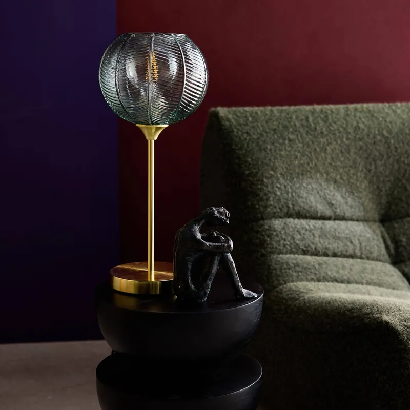Lámpara de mesa interior metal y vidrio, 20cm - Iluminación de interior