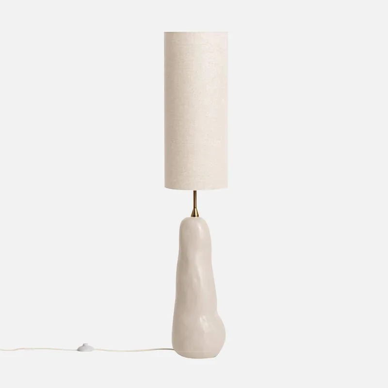 Lámpara de pie interior cerámica y tela, Ø27cm - Iluminación de interior