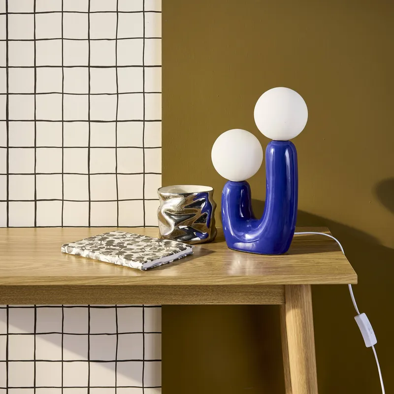 Lámpara de mesa orgánica de cerámica y vidrio - Iluminación de interior