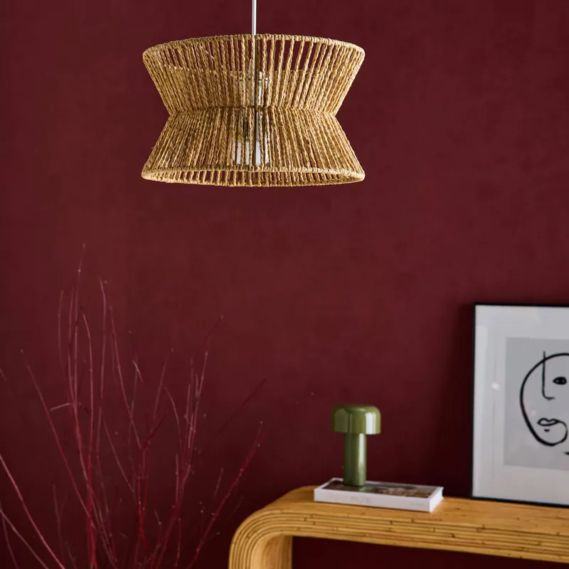 Lámpara colgante de techo con imitación ratán, 35cm - Iluminación de interior
