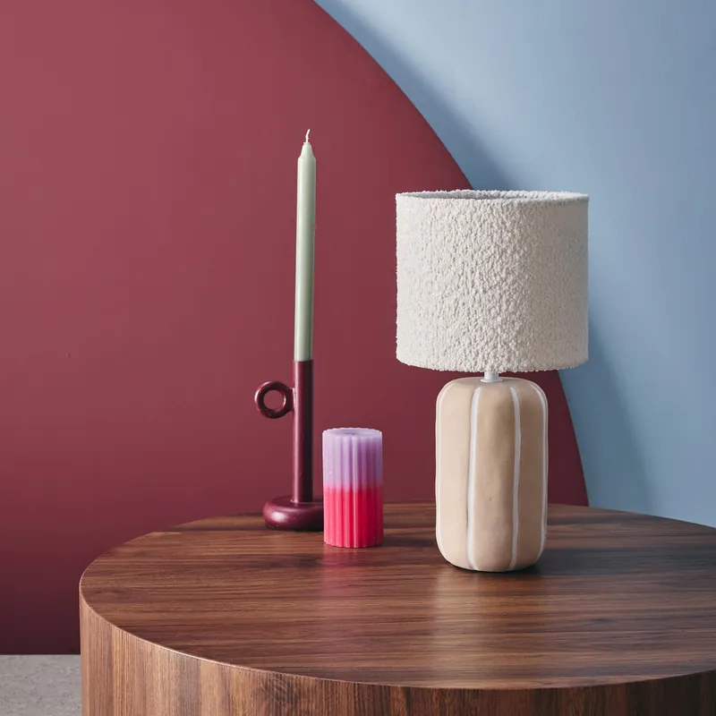 Lámpara de mesa interior de cerámica, pantalla borreguito - Iluminación de interior