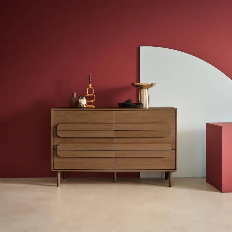 Cómoda vintage con efecto madera y 6 cajones - Cómodas