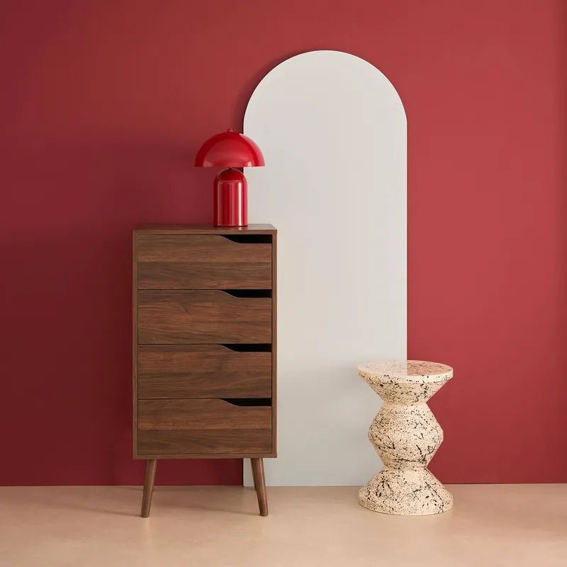 Cómoda con efecto madera, 4 cajones - Cómodas