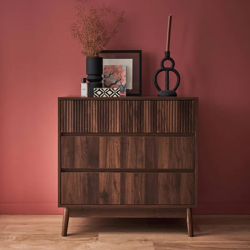 Cómoda con efecto madera, 3 cajones - Cómodas