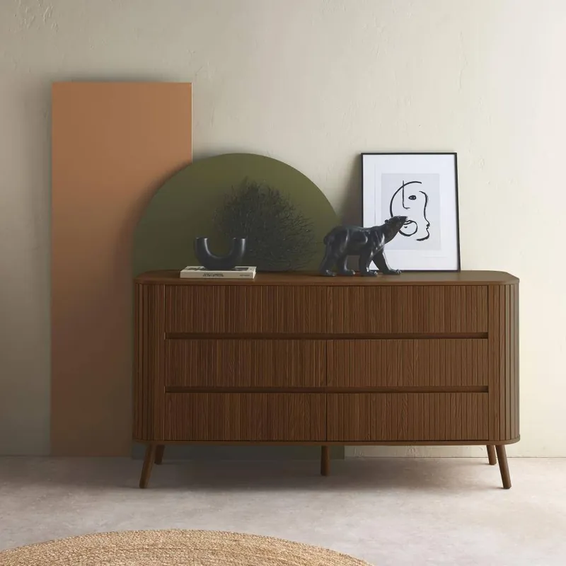 Cómoda decoración estriada, 6 cajones - Cómodas