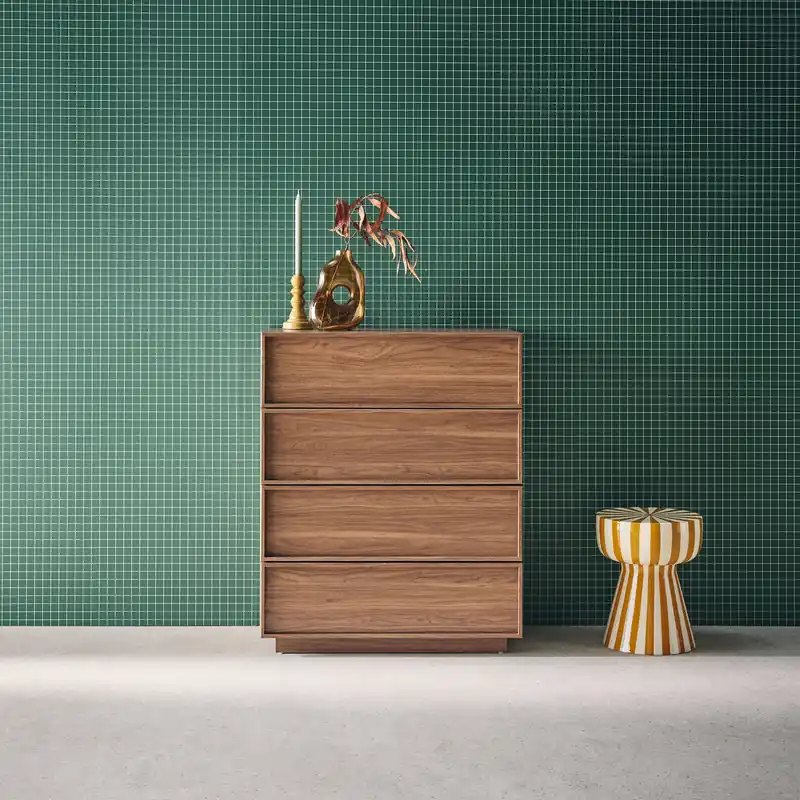 Cómoda de almacenamiento con efecto madera, 4 cajones - Cómodas