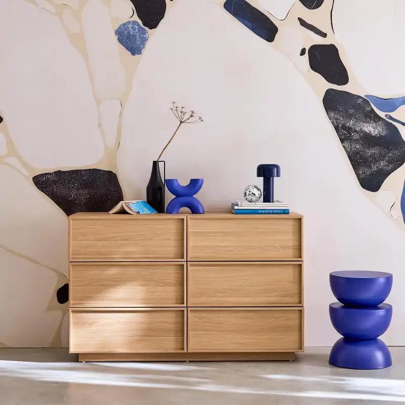 Cómoda de almacenamiento efecto madera, 6 cajones - Cómodas