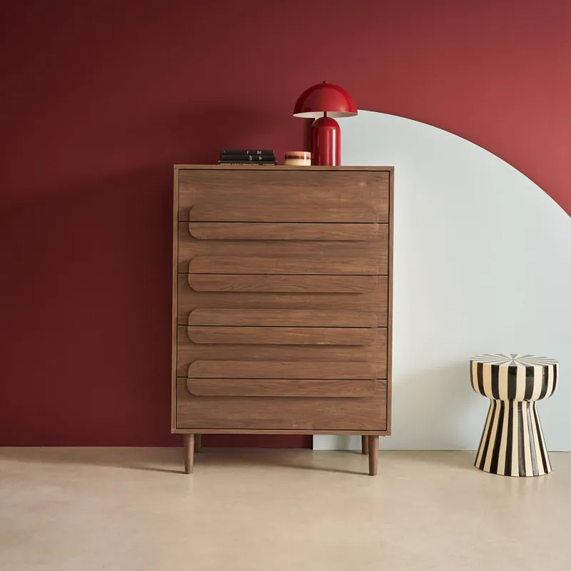 Cómoda vintage con efecto madera y 5 cajones - Cómodas