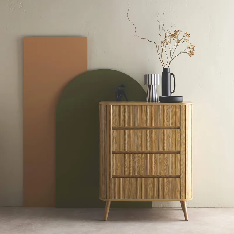 Cómoda con decoración estriada, 4 cajones - Cómodas