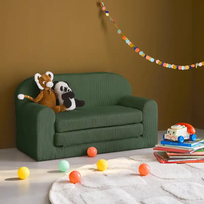 Sofá cama infantil de pana desplegable - Mesas, sillas y taburetes infantiles