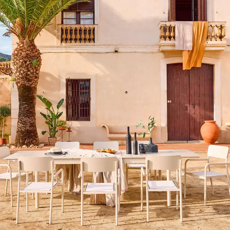 Mesa de jardín extensible de aluminio 8 sillas - Conjuntos mesa y sillas de jardín