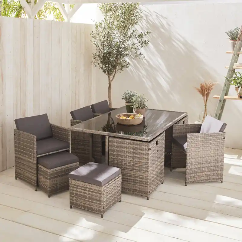 Mesa de jardín de resina de 10 plazas - Conjuntos mesa y sillas de jardín