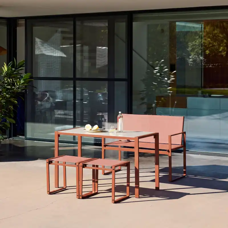 Conjunto de mesa de jardín encastrable, 4 plazas - Conjuntos mesa y sillas de jardín