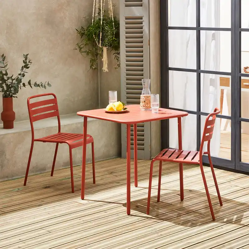 Set mesa de jardín bistró de acero con 2 sillas, 70 cm - Conjuntos mesa y sillas de jardín
