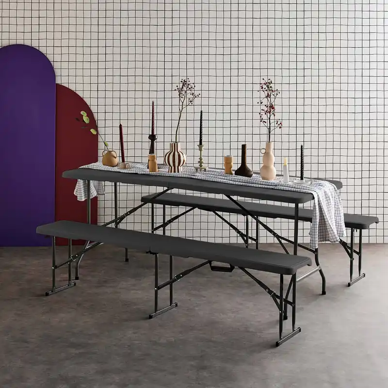 Set de mesa y bancos plegables portátiles para eventos - Conjuntos mesa y sillas de jardín
